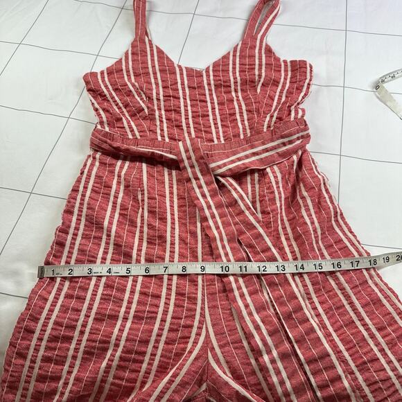 Anthropologie Ett Twa Jumpsuit Womens Small Red Robin Seersucker Stripe Belt Tie - Picture 10 of 14